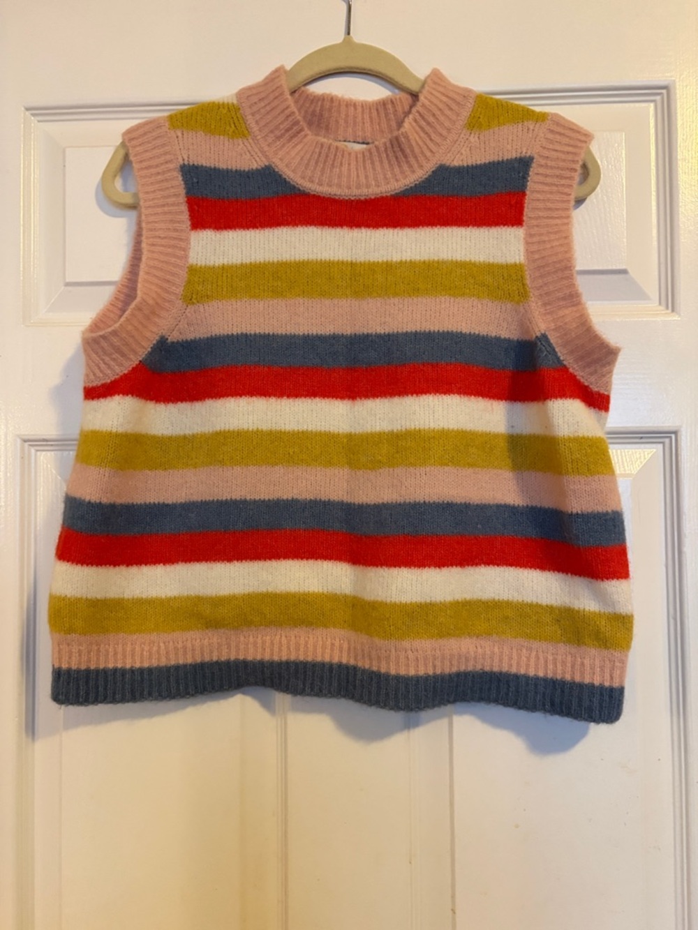Boden Multicolor Striped Sleeveless Sweater Vest - Pink, Red, Blue, Cream, Olive